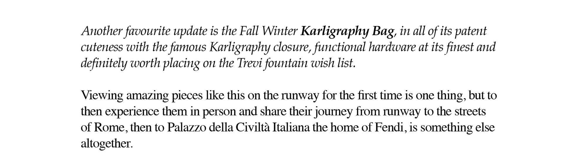 Karligraphy, Bag, Rome, Trevi Fountain, Oracle Fox, Fendi
